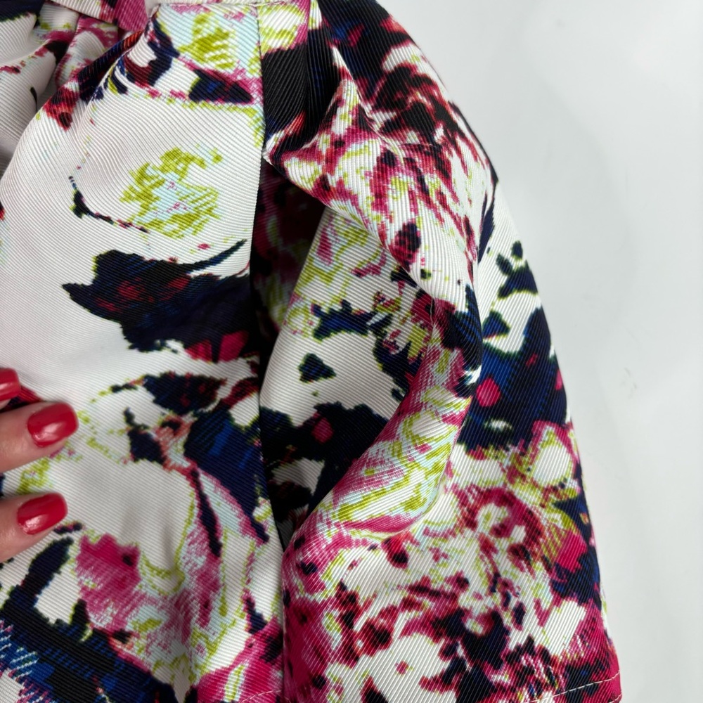 Floral A-line Tiered Full Mini Skirt Textured Grosgrain Fabric Lined w Pockets 4 - Picture 8 of 15